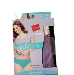Hanes Premium NWT Mesh Lightweight Tagless Hipster Panties 5-Pk 749